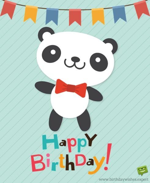 Happy Birthday wish on image of cute animal panda