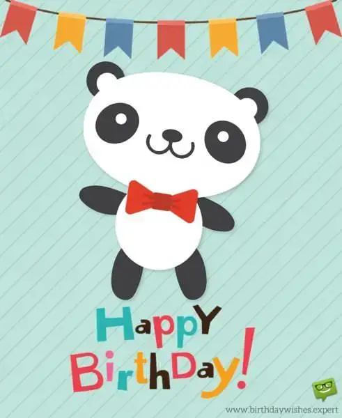 Happy Birthday wish on image of cute animal panda