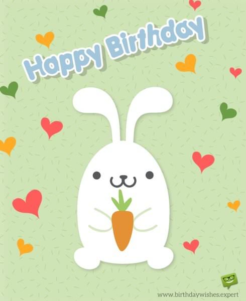 Wish for 3rd birthday with cute bunny and hearts