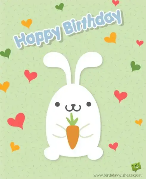 Wish for 1st birthday with cute bunny and hearts