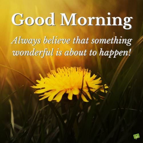Good morning. Always believe that something wonderful is about to happen!