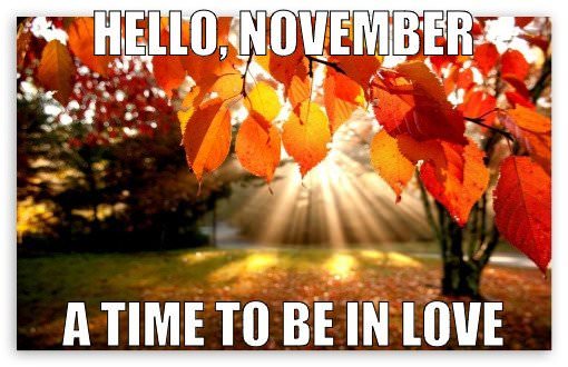 Romantic "Hello, November" meme. | Birthday Wishes Expert Hello, November. Time to be in love.
