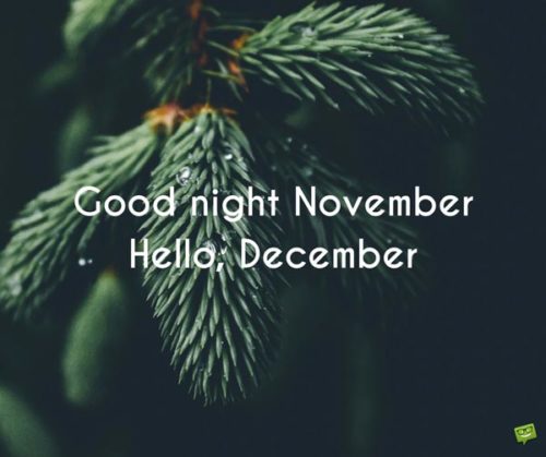 Good night November. Hello, December.