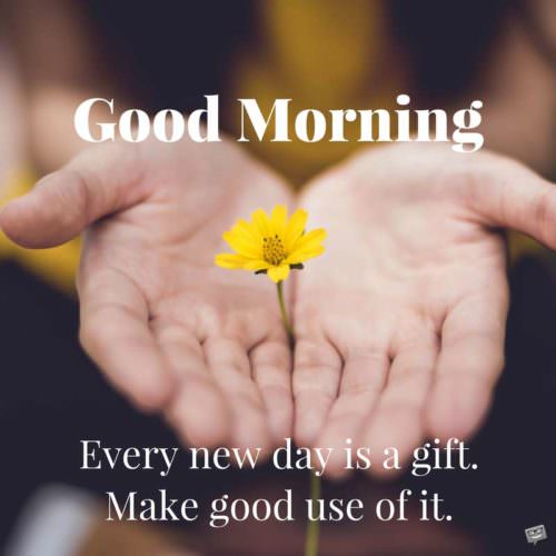 Good Morning. Every new day is a gift. Make good use of it.