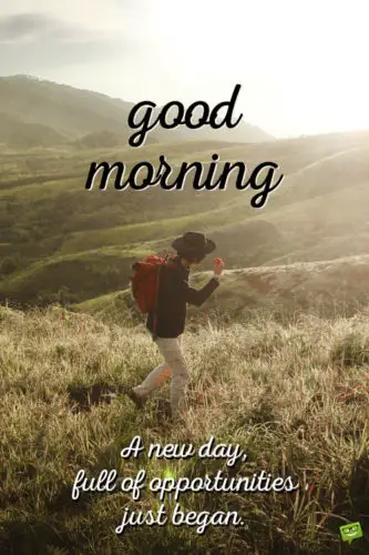 Good Morning. A new day, full of opportunities just began.