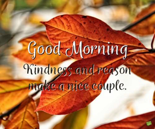 Good Morning. Kindness and reason make a nice couple.