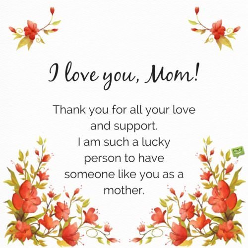 I love you, Mom! Thank you for all your love and support. I am such a lucky person to have someone like you as a mother.