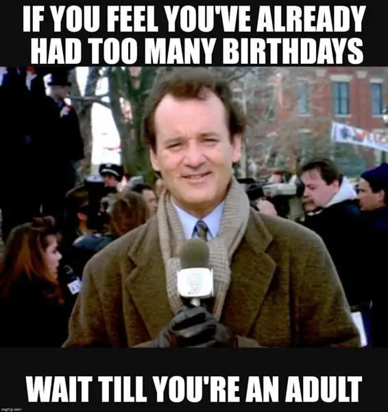 If you feel you've already had too many birthdays, wait till you're an adult.