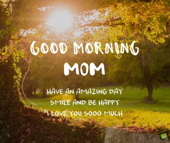 Good morning, mom. Have an amazing day, smile and be happy cause I love you soooo much!