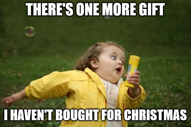 girl running Christmas shopping Meme.