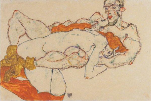 Egon Schiele. Lovers, 1909.