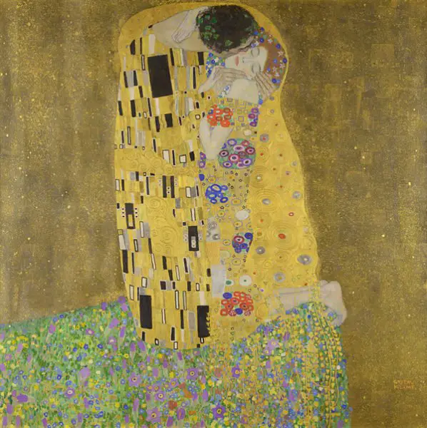 Gustav Klimt. The kiss, 1907-8