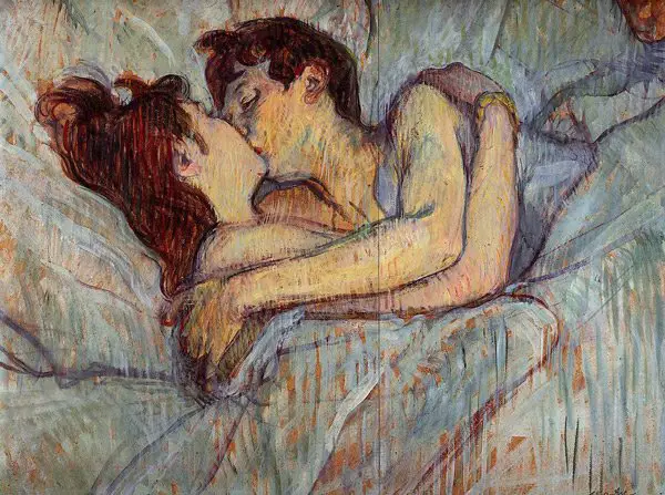 In Bed The Kiss by Henri De Toulouse Lautrec, 1892