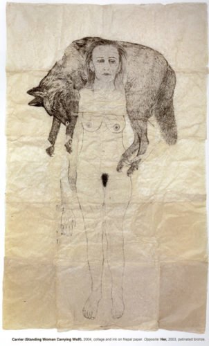 Carrier (Standing Woman Carrying Wolf) by Kiki Smith