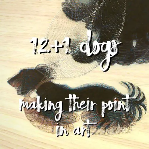 12+1 dogs making their point in art.