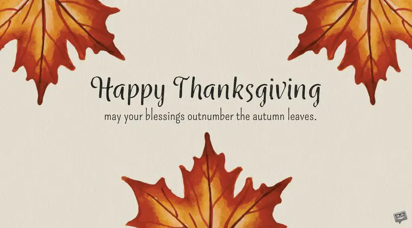 Happy Thanksgiving. May your blessings outnumber the autumn leaves.