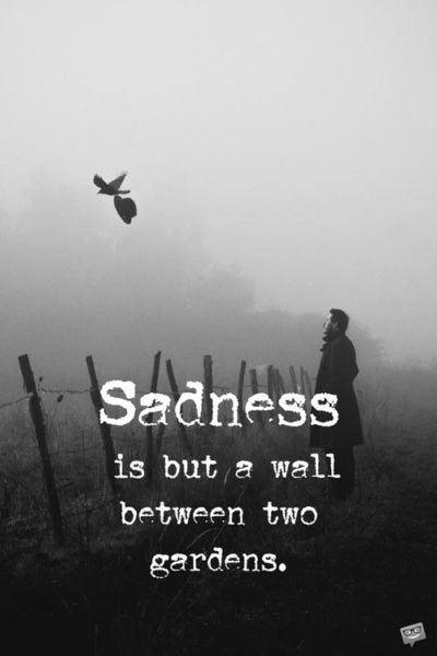 Sadness is but a wall between two gardens. Kahlil Gibran