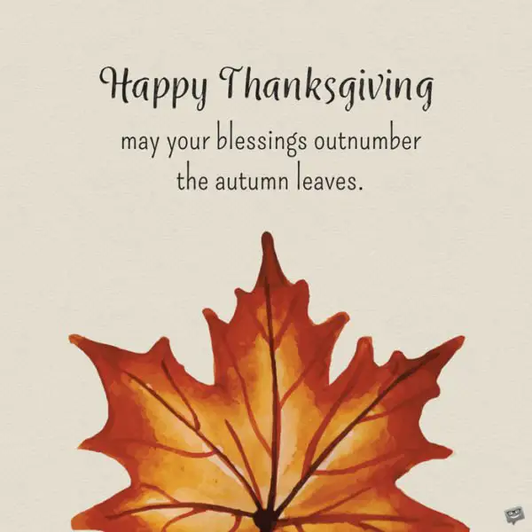 Happy Thanksgiving. May your blessings outnumber the autumn leaves.