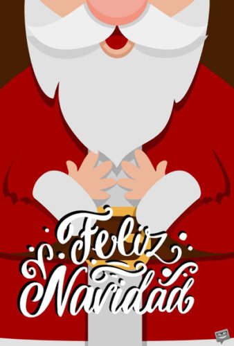 Imagen con medio Papá Noel, en rojo y blanco para desear Feliz Navidad. Feliz Navidad.