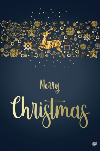 Elegant Christmas image with golden letters on bark blue background. | Birthday Wishes Expert Merry Christmas.