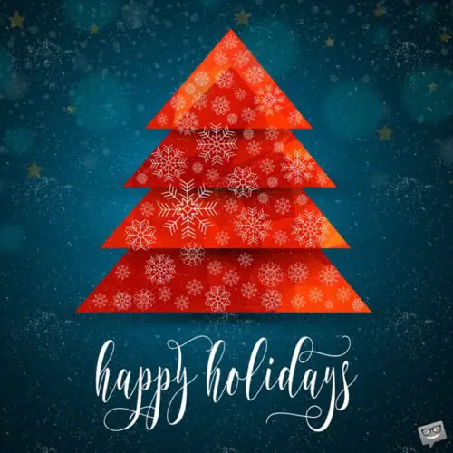 Christmas greetings for family members on image with red Christmas tree. | Birthday Wishes Expert Happy Holidays.