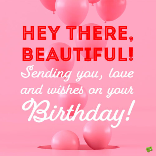 A birthday wish for a beautiful friend on a pink background with birthday balloons.