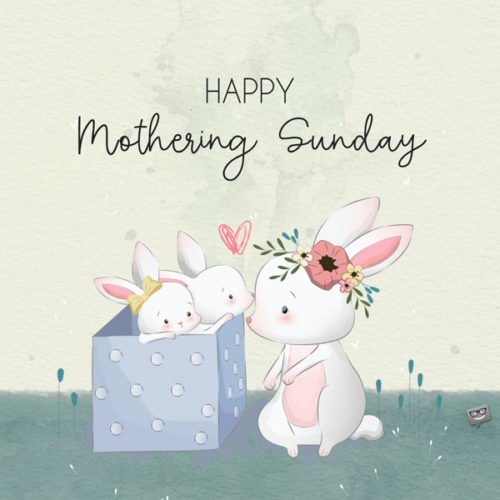 Cute image with mother and baby-bannies to post on Mothering Sunday. | Birthday Wishes Expert Happy Mothering Sunday.