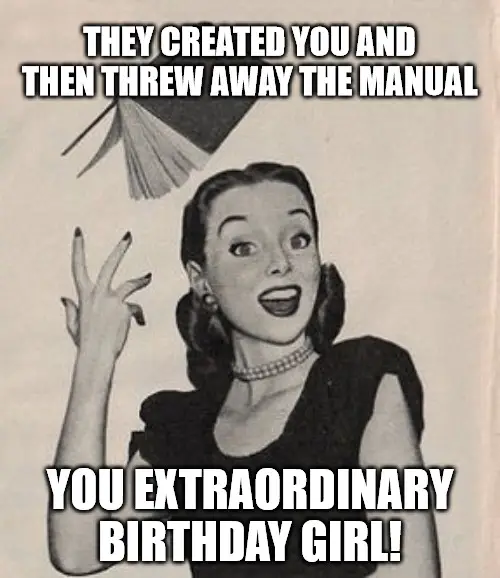 Funny throwing book vintage woman meme for a birthday girl. | Birthday Wishes Expert Funny throwing book vintage woman meme for a birthday girl.