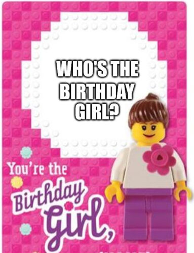 Funny Lego birthday girl meme.