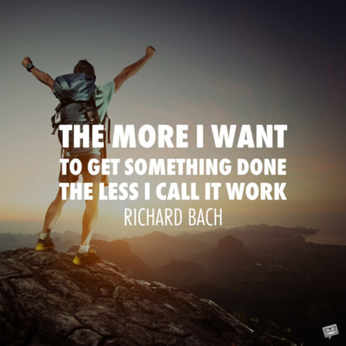The more I want to get something done the less I call it work. Richard Bach