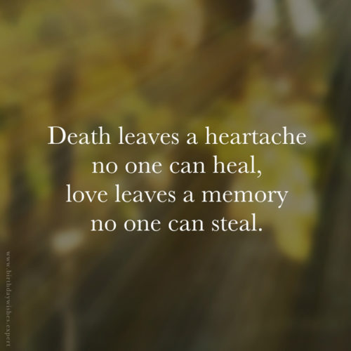 Quote about losing a person you love. On image for easy sharing.