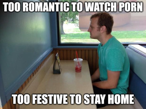 Funny "Forever alone booth" meme for Valentine's Day.