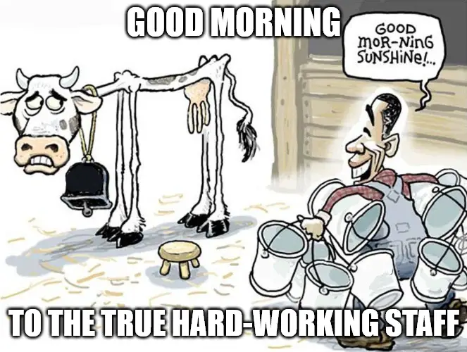 Good morning at work meme.