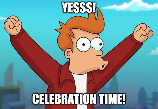 Celebrating Fry Meme.
