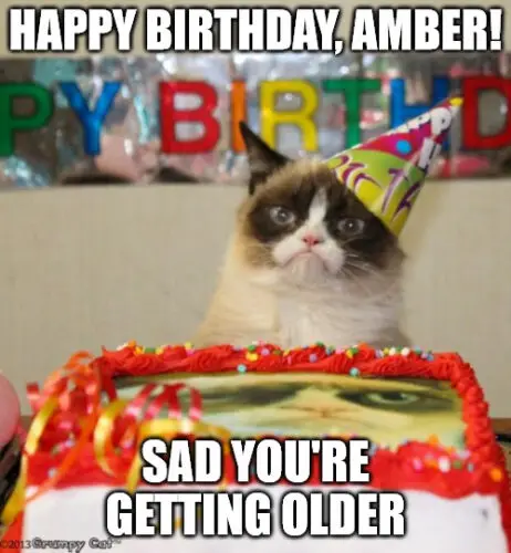Happy Birthday, Amber - Grumpy Cat Meme