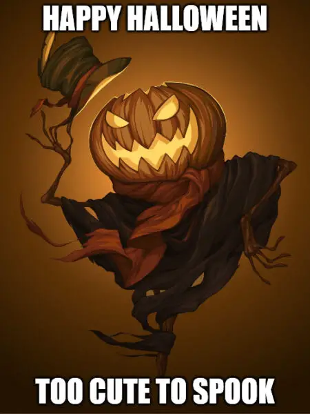 Happy Halloween Meme with spooky pumpkin.