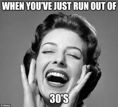 Retro vintage lady laughing Birthday Meme for Her.