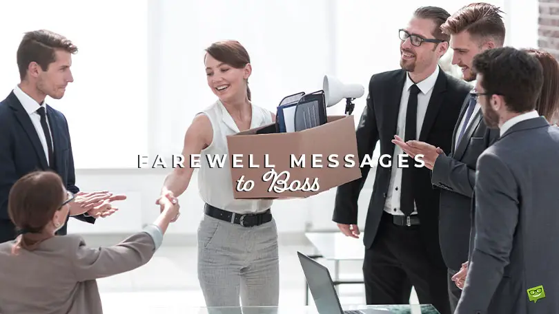 Featured image for a blog post with farewell messages to boss.