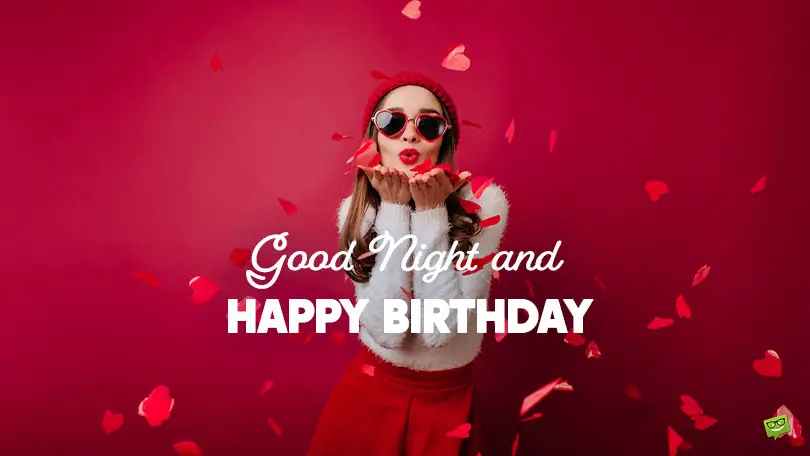 Featured image for Good night and Happy Birthday. With a girl in red background.