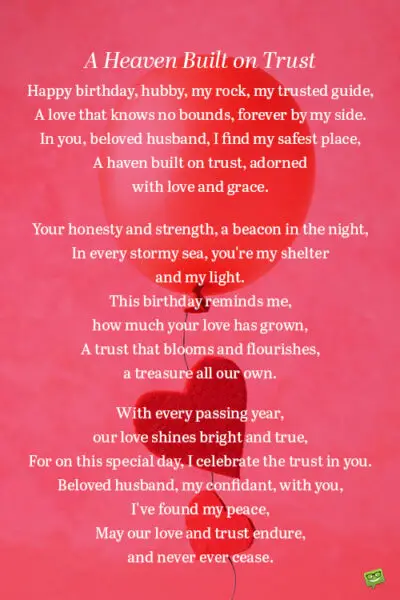 Birthday poem for husband.