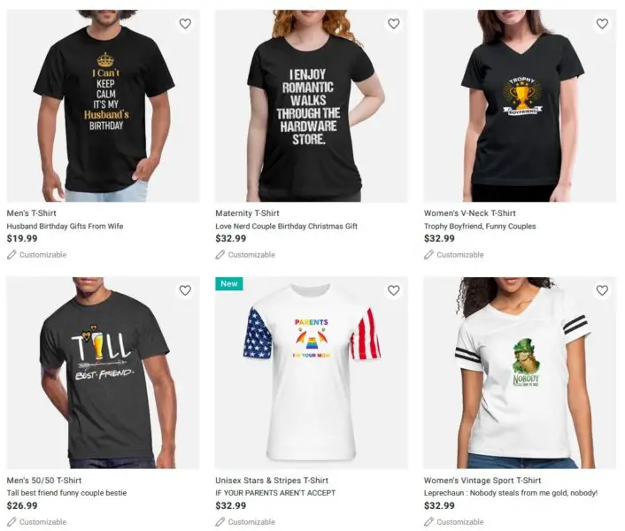 Birthday shirts for couples on Spreadshirt.