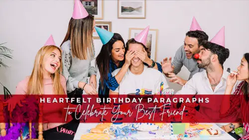 Featured image for a blog post with birthday paragraphs for best friend.