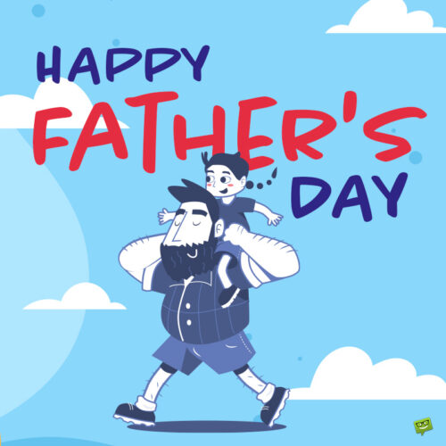 Father's day wish on image with illustration with father and child.