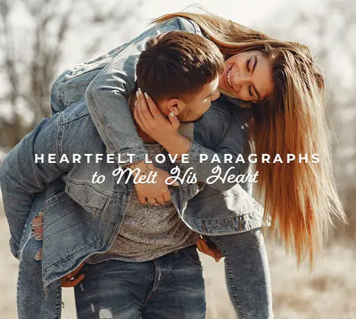 Featured image for a blog post with love paragraphs for him. On the image we see a beautiful young couple.