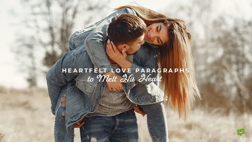 Featured image for a blog post with love paragraphs for him. On the image we see a beautiful young couple.