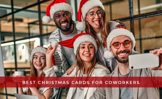 Featured image for post that features the best Christmas cards for coworkers.