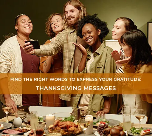 Featured image for a blog post that provides readers with thanksgiving messages and thanksgiving wishes to share with family and friends.