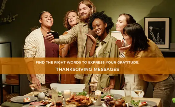 Featured image for a blog post that provides readers with thanksgiving messages and thanksgiving wishes to share with family and friends.
