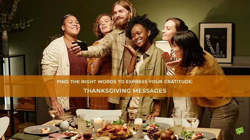 Featured image for a blog post that provides readers with thanksgiving messages and thanksgiving wishes to share with family and friends.