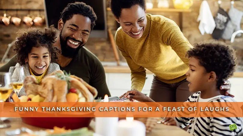 Featured image for a blog post with Funny Thanksgiving Captions.